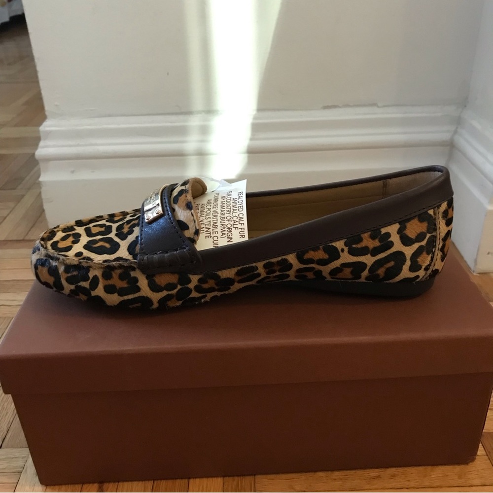 Coach Leopard Print Calf Hair Loafers in Brown and Black - Picture 11 of 16
